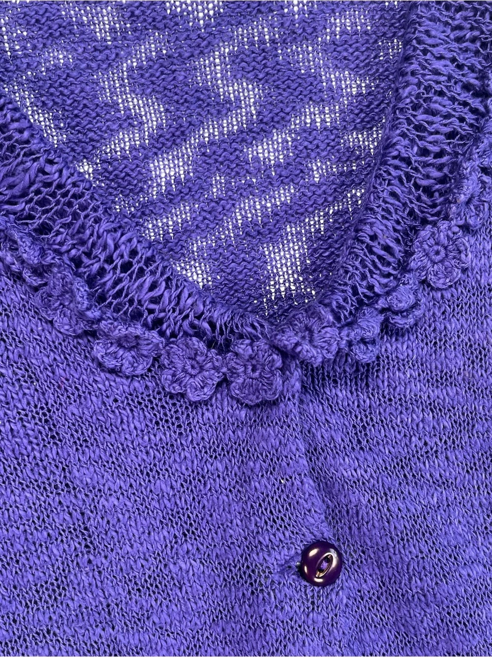 Yumi Diseños Y2K Purple Knit Duster Cardigan Crochet Cotton Sweater M/L Bolivia